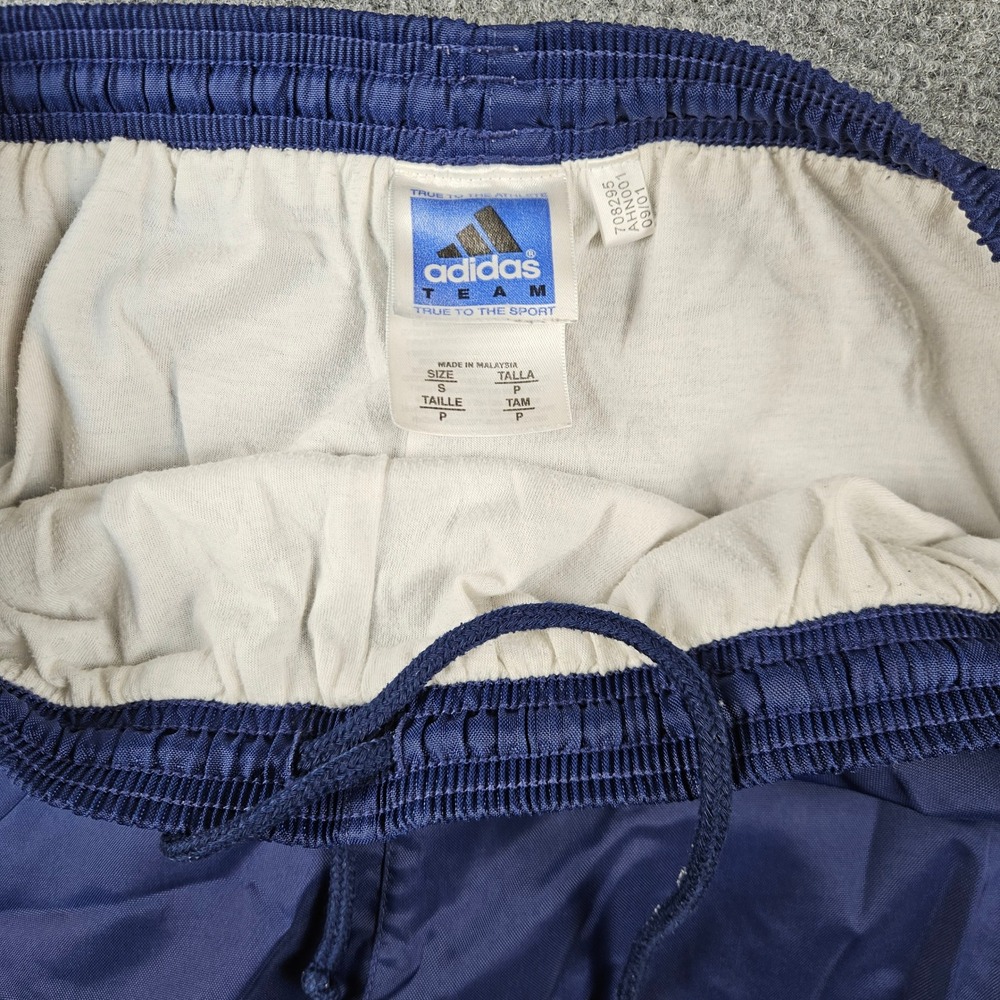 Vintage Adidas Team Navy Blue White Stripe Nylon Track Pants 2001 Mens Small - Picture 5 of 7